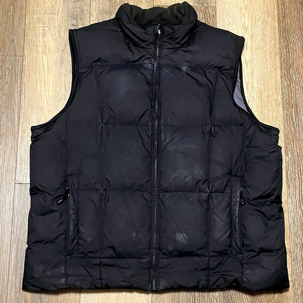 Eddie Bauer Premium Goose Down Puffer Full Zip Vest XL Black Outdoor Nature Ski